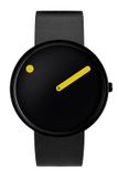 Picto Design Horloge Zwarte Wijzerplaat, Zwart Lederen Horlogeband 43388-4120B - Herenhorloge 40mm