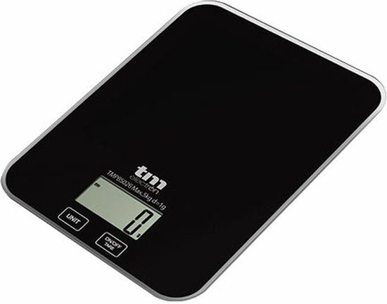 TM Electron Zwart Keukenweegschaal - 5 kg - Vaatwasser Veilig