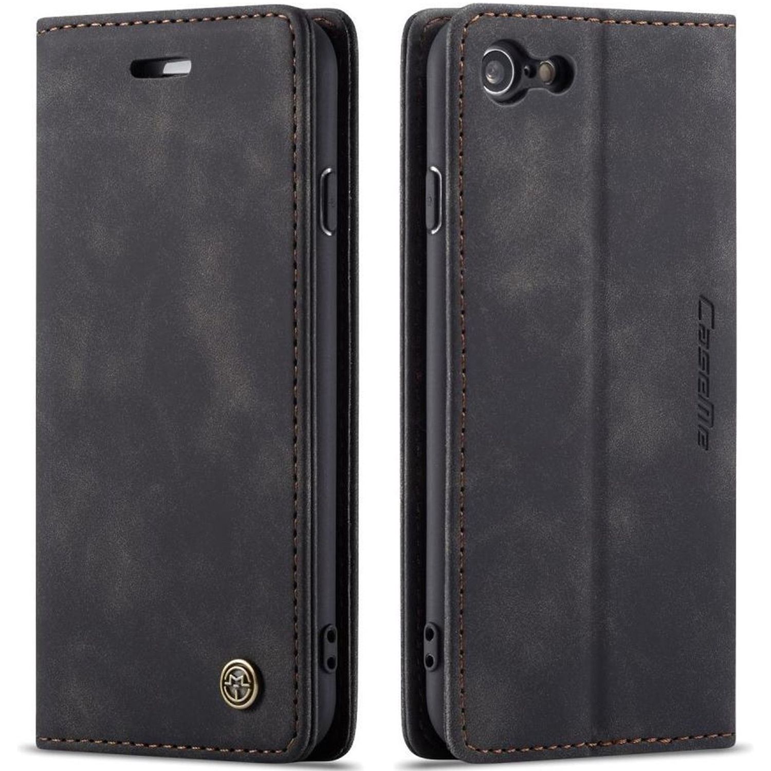CaseMe iPhone SE 2020 / 8 / 7 - Zwart - Kunstleer