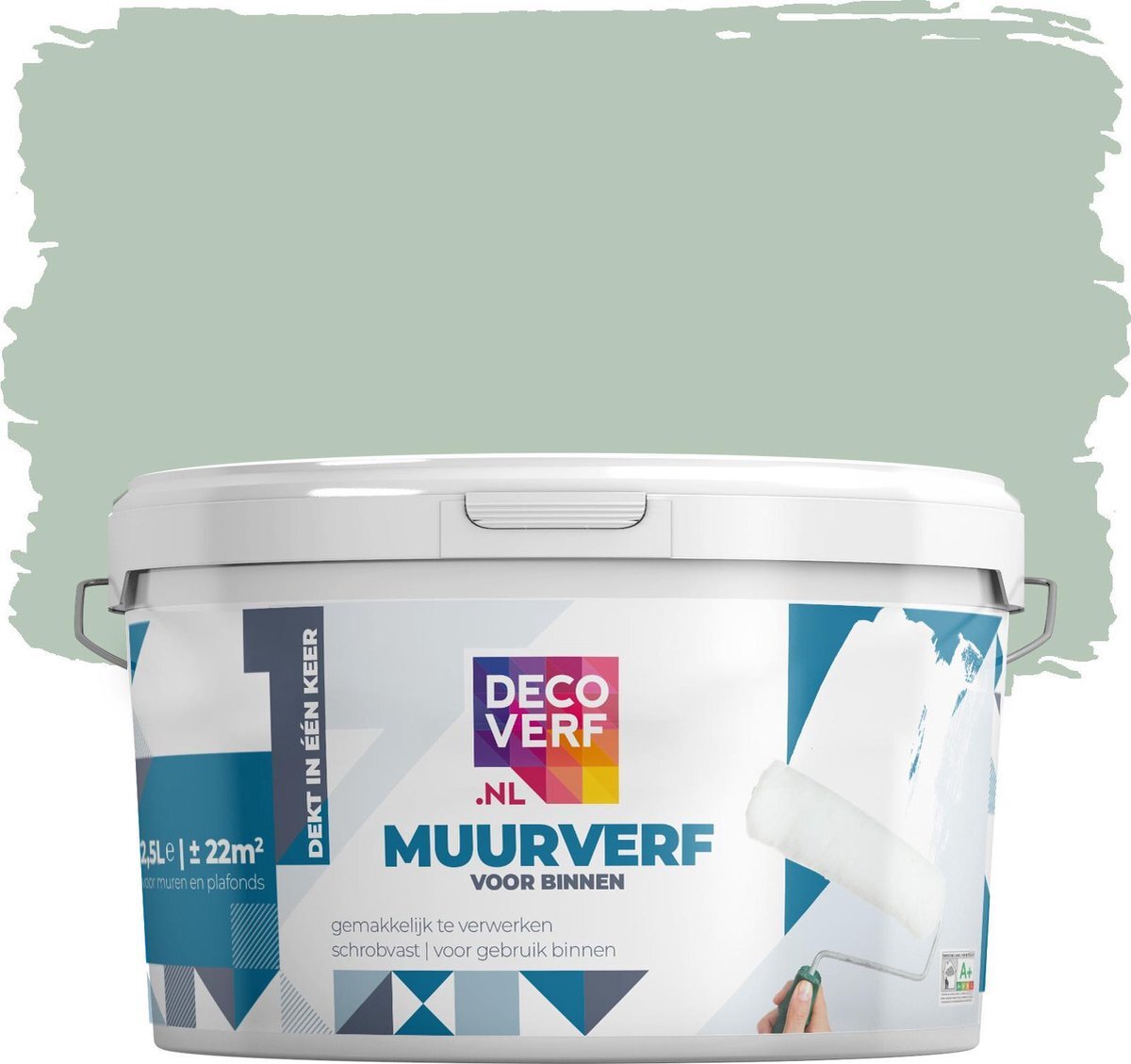 Decoverf.nl Decoverf muurverf mat, Saliegroen, 2.5L