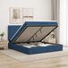 Prolenta Maison Exclusive Lit Ottoman exclusif avec matelas et tête de lit bleu, dimensions 180 x 200 cm, revêtement en tissu