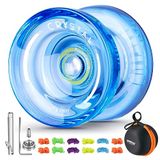 YOYO Yoyo responsieve K2 Plus voor kinderen, dubbel gebruik, Yo-yo voor beginners, met KK-vervangingslagers voor gevorderde spelers tussenaan, lagerverwijderaar, tas, 5 Yoyo-snaren (blauw)