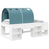 vidaXL Bedframe met tunnel 3-delig Wit en lichtblauw Bewerkt hout