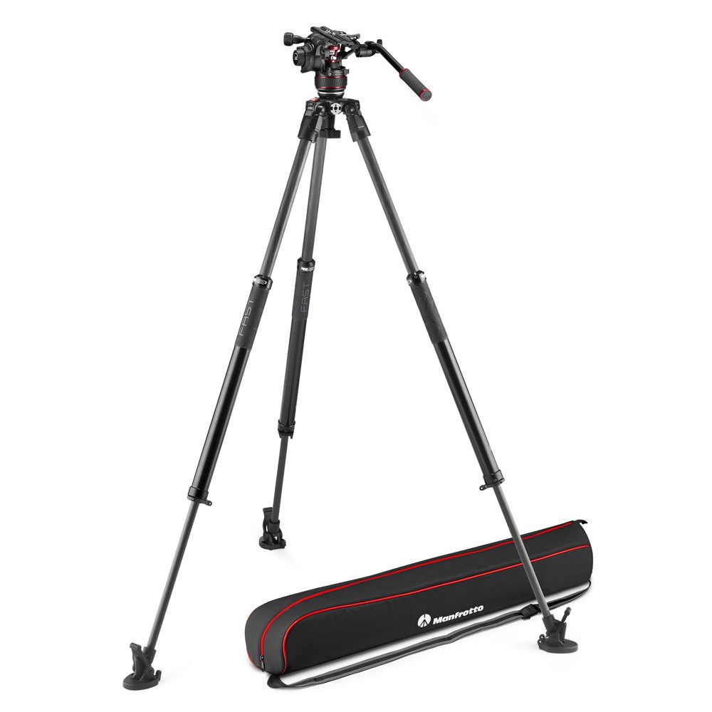 Manfrotto 635 Fast Single Leg Carbon Statief met Nitrotech 612 vloeistofkop