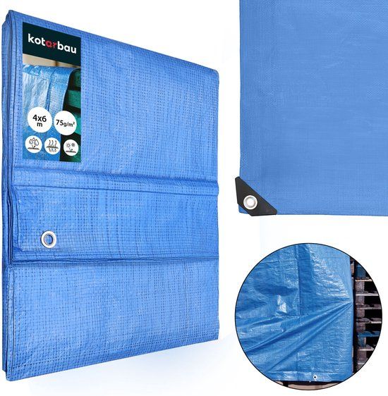 KOTARBAU® Afdekzeil - Polyethyleen - 4 x 6 m - Blauw - 60 g/m² - Waterdicht