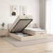 vidaXL Ottoman Bed with Mattress and Headboard, 2-piece, Cream Fabric