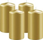 Enlightening Candles Bougie cylindrique/bougie pilier - 4x - doré - D6 x H15 cm - 58 heures de combustion