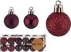 Krist+ kleine kerstballen - 36x stuks - wijn/bordeaux rood - kunststof - 3 cm