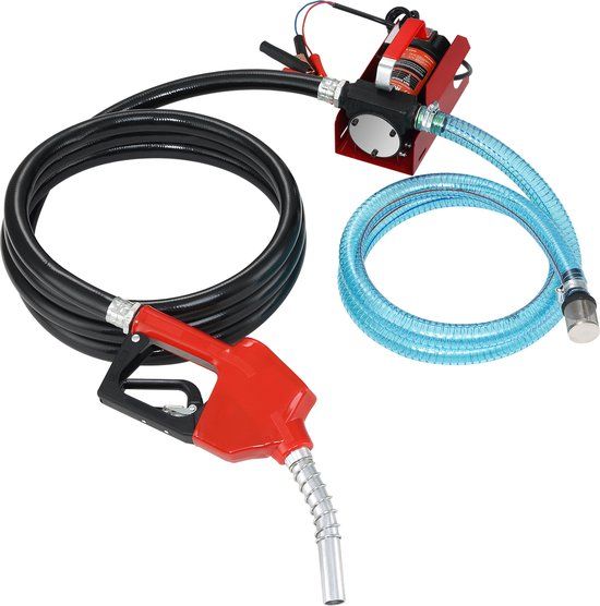 VEVOR Dieselpomp 1/4 pk, stookoliepomp DC 12 V, brandstofopvoerpomp, 8 m opvoerhoogte, 3 m aanzuighoogte, zelfaanzuigend, automatisch mondstuk, 4 m afvoerslang, geschikt voor diesel, kerosine, transformatorolie