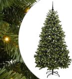 vidaXL Sapin de Noël artificiel 210 cm 300 LED Blanc chaud PVC et Acier Vert