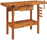 vidaXL Werkbank met lade en bankschroeven 124x52x83 cm massief acaciahout