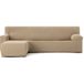 ECOMMERC3 Bankhoes voor chaise longue, kort hoekdeel links, zeer elastisch, bi-elastisch, beige met schuimrubberen banden voor bevestiging rechts of links