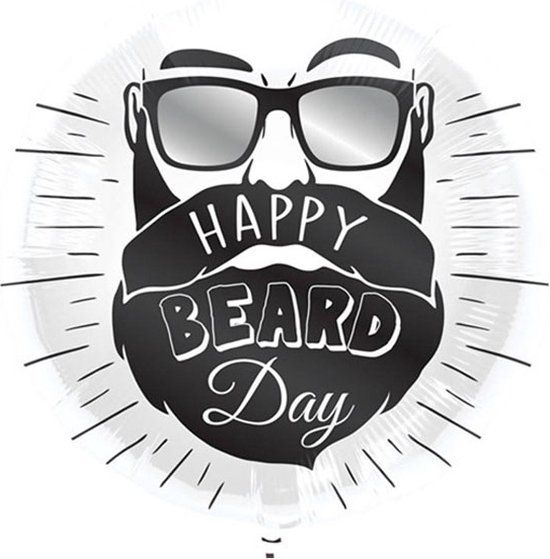 Folat - Folieballon Happy Beard Day Wit 45cm