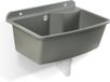KADAX GOSPO Spoelbak, 61 cm x 44 cm x 23,5 cm, kunststof spoelbak, wasbak met overloop, sifon, spoelbak inclusief toebehoren, wasruimte, tuinspoelbak (grijs)