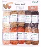 Gründl Wol Cotton Quick Mini Shades of Brown Set voor breien en haken 10 x 15 g, 100% katoen, 15 g / 37 m, bruin
