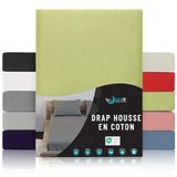 Jersey Dreamzie Jersey Katoenen Hoeslakens Groen - Voor Matras 200 x 200 x 27 cm - Gecertificeerd Vrij van Chemische Producten (OEKO TEX)