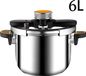 Inox autocuiseur, 6 litres - Cocotte minute - Convient pour plaques à gaz et à induction - Construction sûre et antidéflagrante - Avec fermeture de sécurité