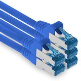 1aTTack.de Patchkabel – 5x 5m Ethernet-, netwerk-, LAN-kabel CAT6a (voor Gigabit-netwerken, routers, switches, modems met RJ45-ingang – blauw)