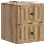 vidaXL - Muurbevestigde - Nachttafel - 2 - st - Artisanaal - eiken