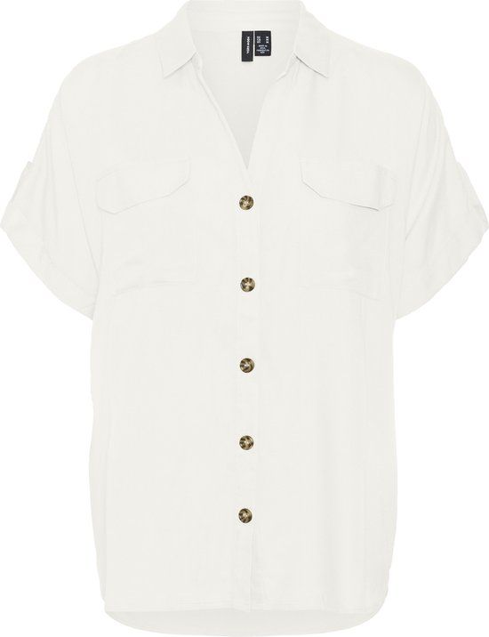 VERO MODA VMBUMPY S/S SHIRT WVN GA NOOS - Snow White - Maat S