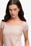 Superdry Bardot Off-Shoulder Top Dames Roze blush streep Katoen/Elastaan