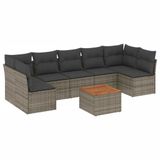 vidaXL 8-delige Loungeset met kussens, polyrattan, grijs