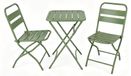 Ensemble de bistro - Ensemble de meubles de jardin 3 pièces - Table pliante - 2 chaises - Métal - Convient pour l'extérieur - Vert gris