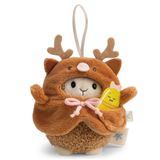 NICI Set Knuffel Schaap Wools bruin 8 cm met bel & rendierkostuum in geschenkdoos
