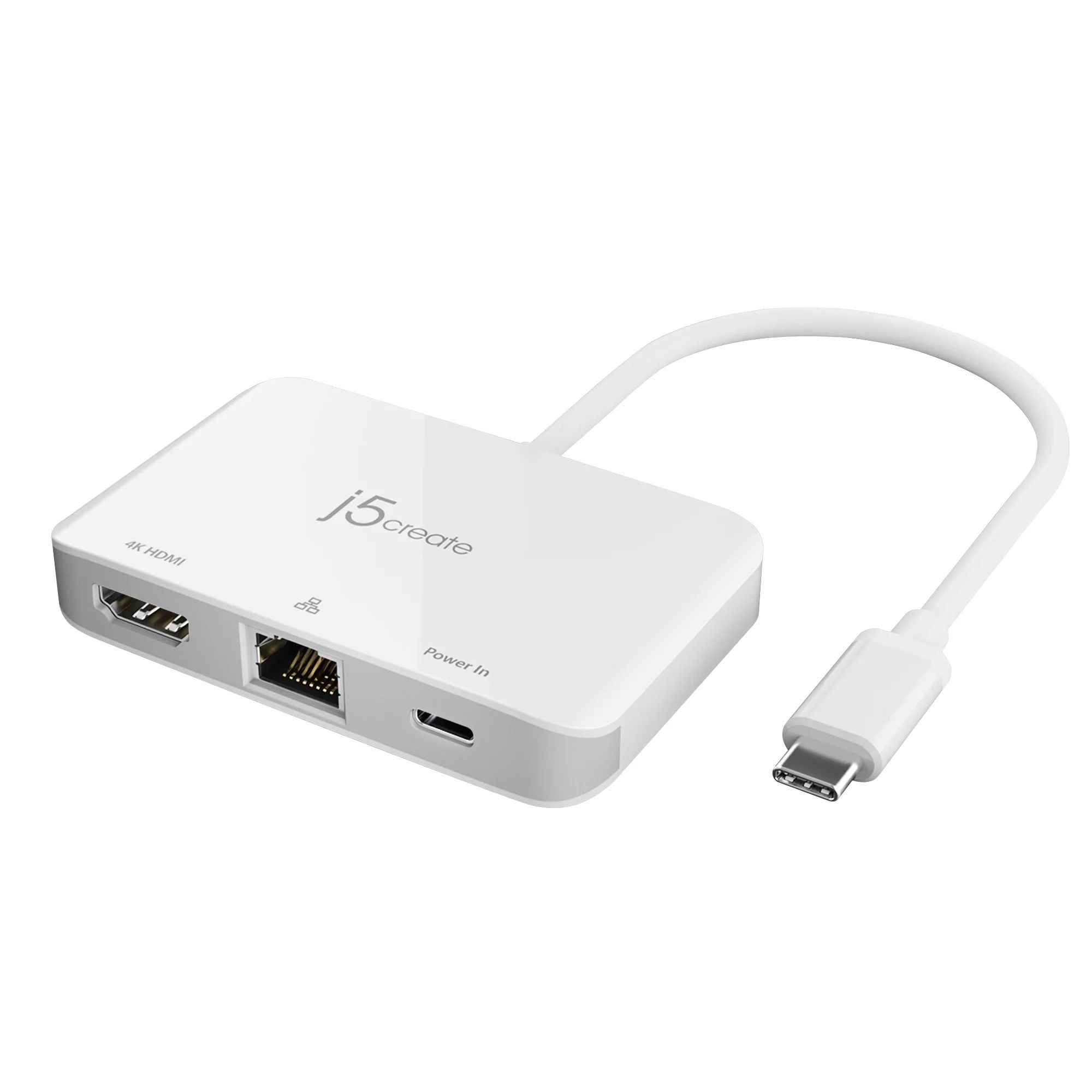 j5create JCA351 USB-C naar 4K HDMI Ethernet Adapter - Wit