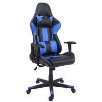 HWC-F84 Bureaustoel, Gamestoel, Directiedraaistoel, Kunstleer, Zwart/Blauw