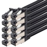 1aTTack.de CAT8 Plat netwerkkabel 10x 2m 40Gbps 2000MHz RJ45 - Zwart