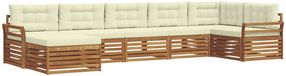 vidaXL - Salon d'angle - 7 places assises - Naturel et crème - Bois d'acacia