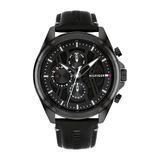 Tommy Hilfiger Analoog multifunctioneel kwartshorloge voor heren met roestvrijstalen armband of lederen band, Zwart, One Size, riem
