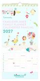 Turnowsky 2027: Wandkalender 22x45 cm mit 5 Spalten, 3-sprachigem Kalendarium, Stundenplänen & Ferienübersicht für Familien