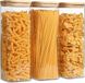 Unyqoos Boîtes de conservation en verre pour spaghettipâtes, avec couvercle, 2,0 l, 3 pièces, boîte de conservation haute, transparente et hermétique avec couvercle en bambou pour pâtes, farine, muesli, sucre, haricots