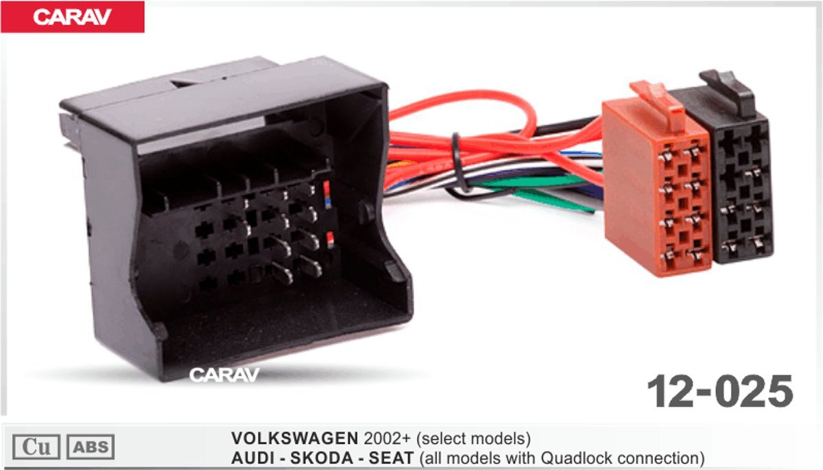 carav autoradio aansluitstekker Volkswagen - seat - skoda 12-025