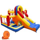 Ballsea Opblaasbaar kasteel met ventilator, geschikt voor opblaasbare kasteel binnen en buiten, voor kinderen van 3 tot 8 jaar, vakantie/verjaardag voor kinderen, 335 × 280 × 206 cm