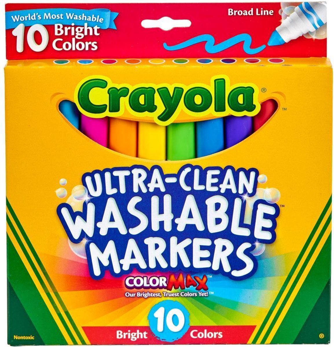 crayola - Afwasbare Markers voor kinderen - Ultra Clean - Bright - 10 stuks