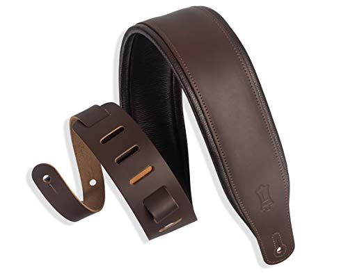 Levy's Leathers 7,6 cm brede lederen gitaar riem met schuim vulling en kledingstuk lederen rug 0 DONKERBRUIN