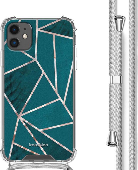 iMoshion iPhone 11 Case with Cord - Petrol Green Graphic - Back Cover