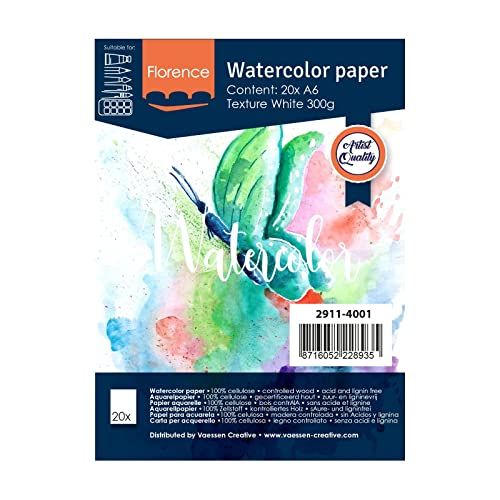 Vaessen Creative Florence Aquarelpapier A6, wit, 300 g/m² gestructureerd papier, 20 vellen