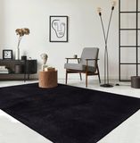 the carpet RELAX – Extra Zacht & Wasbaar Vloerkleed tot 30°C met Antislip Onderzijde – Fluweelachtige Structuur – Voor Slaapkamer of Woonkamer – Zwart, 60 x 110 cm