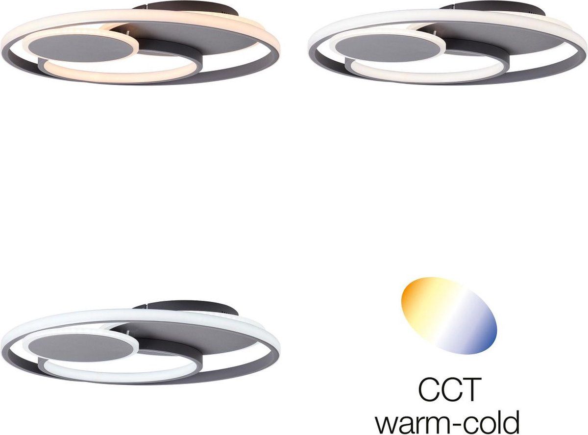 Brilliant Runda LED Plafondlamp - 50cm - Mat Donkergrijs - 43W - Dimbaar