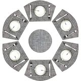 Wedge WAZAIGUR Wedge placemats, set van 7 vinyl placemats voor ronde tafels, geweven antislip, hittebestendig, gemakkelijk schoon te maken, afveegbare, wasbare tafelmatten (grijs)