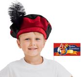 Merkloos / Sans marque Espa Nv Kinder Welkom Sint en Piet setje - zwaaivlaggetje - roetveeg Pietenmuts/baret - rood/zwart