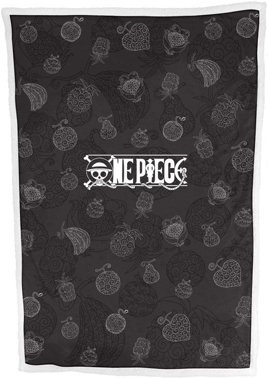 Homadict Sherpa-deken voor kinderen, 100 x 150 cm, One Piece Demon Fruits, zwart