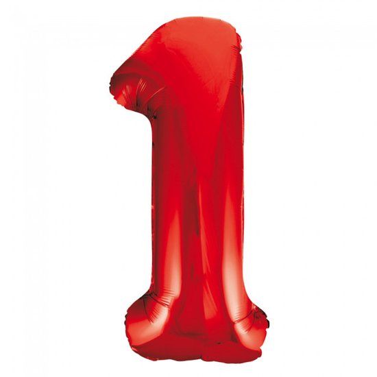 Wefiesta Folieballon Cijfer 1 Rood 86 cm