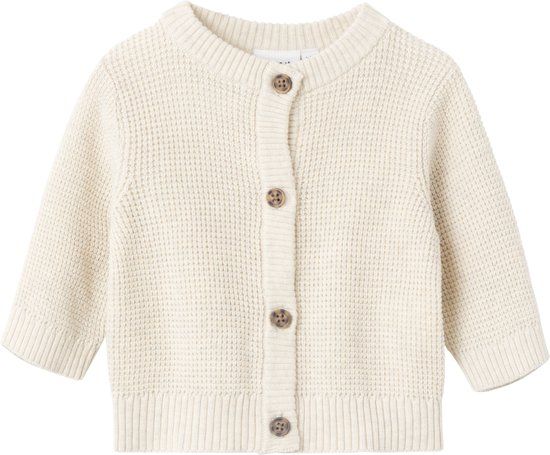 NAME IT NBNBUBBA LS KNIT CARD NOOS Baby Vest - Peyote Melange - Maat 74