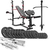 Hop-Sport HS-1065 Halterbank Set met 76 kg Gietijzeren Halterset