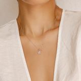 Hey Happiness Zirkonia Bloesem Ketting – Bloem Hanger Dames – 925 Zilver – Verstelbaar 43-48 cm – Zilver